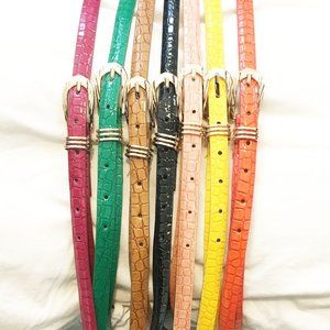 Women Snakeskin Skinny Dress Belt, 1/2" Wide-